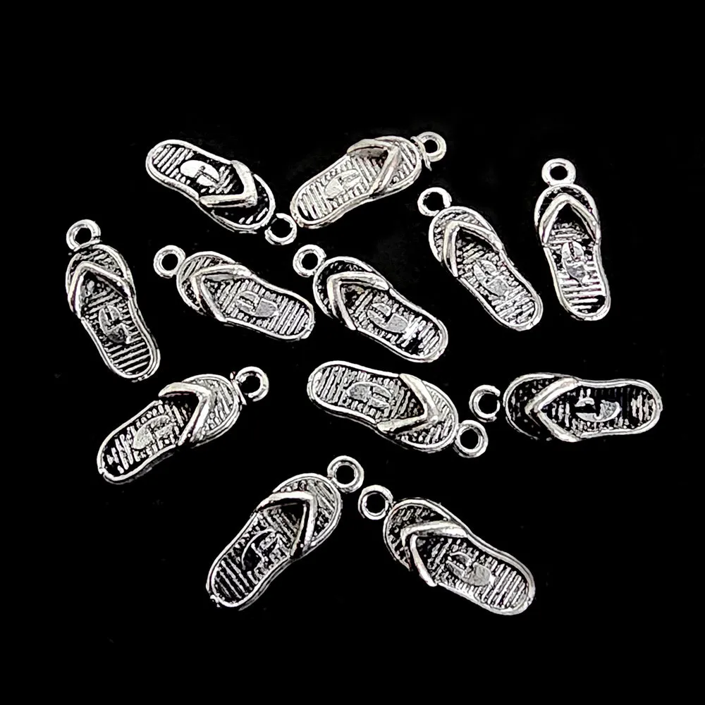 10 PIECES PACK' SLIPER CHARMS SILVER OXIDIZED' 20x8 MM APPROX