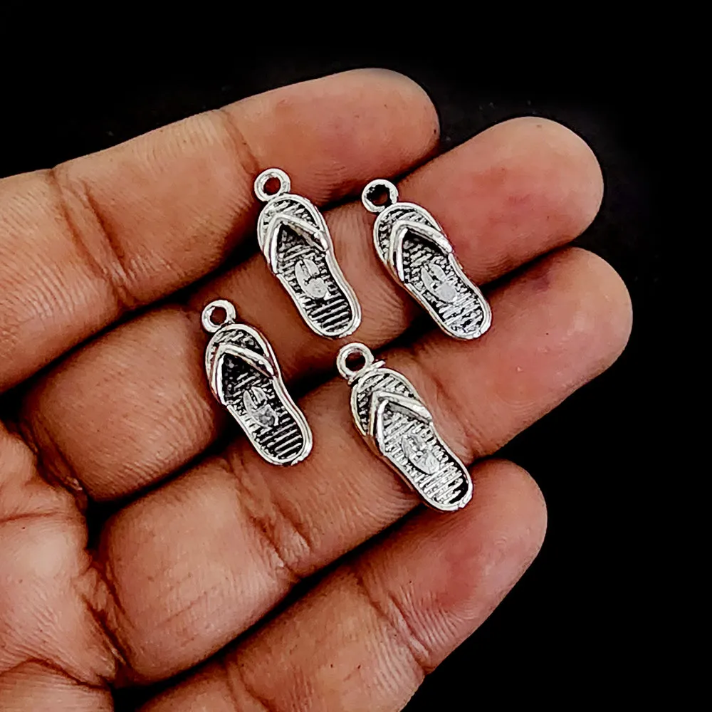 10 PIECES PACK' SLIPER CHARMS SILVER OXIDIZED' 20x8 MM APPROX