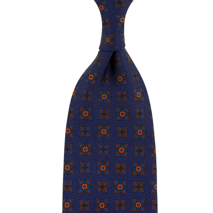 Ancient Madder Silk Tie - Navy - Hand-Rolled