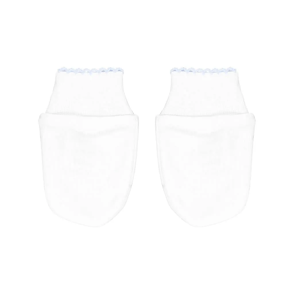 Basic Solid Mittens White/Blue