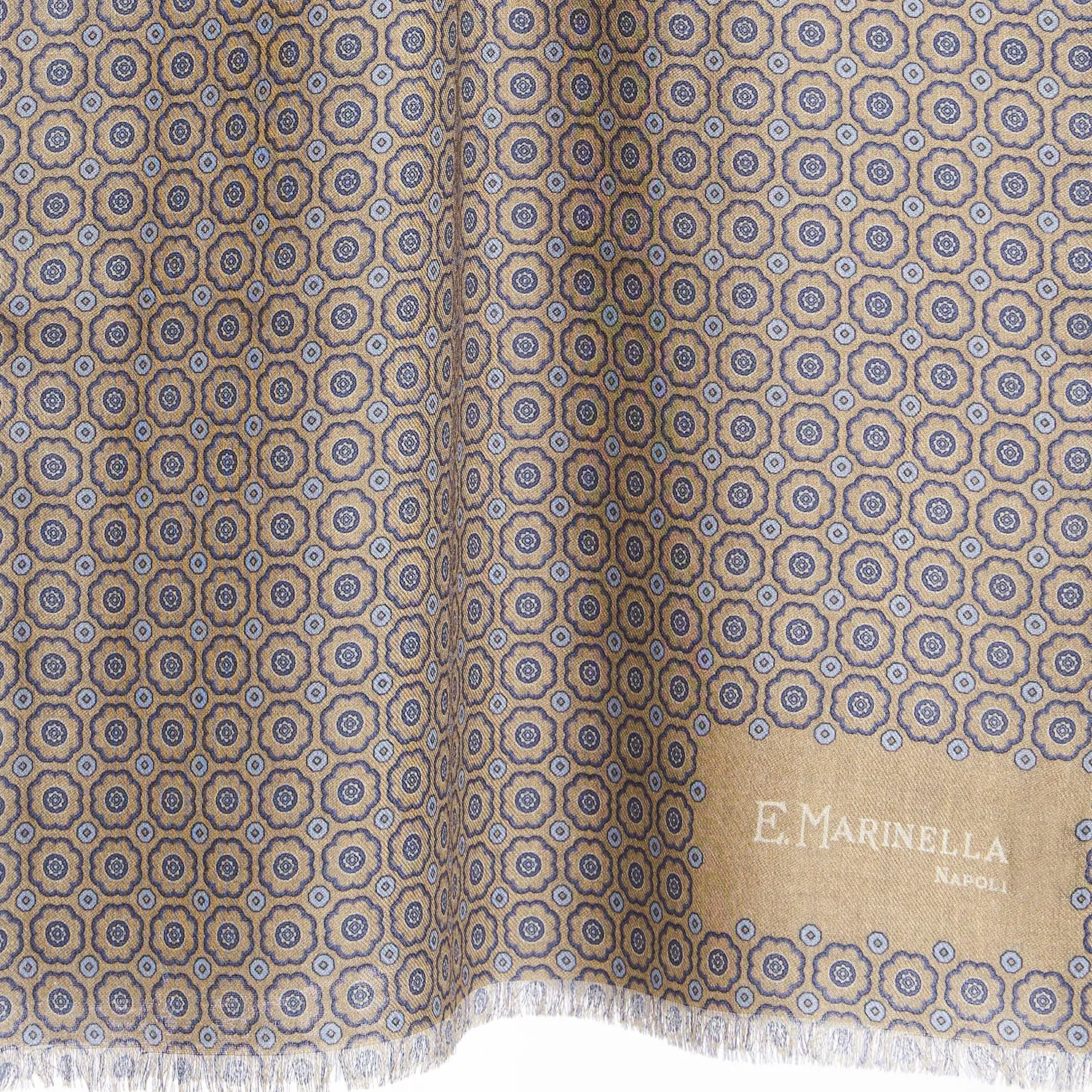 BEIGE DOUBLE PATTERNED WOOL AND SILK SCARF