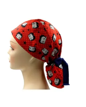 Betty Boop with Stars Ponytail Scrub Cap Doctor Theatre Nurse Hospital Paediatric Vet Surgical