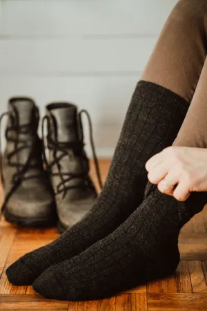 Black Alpaca Socks: Small