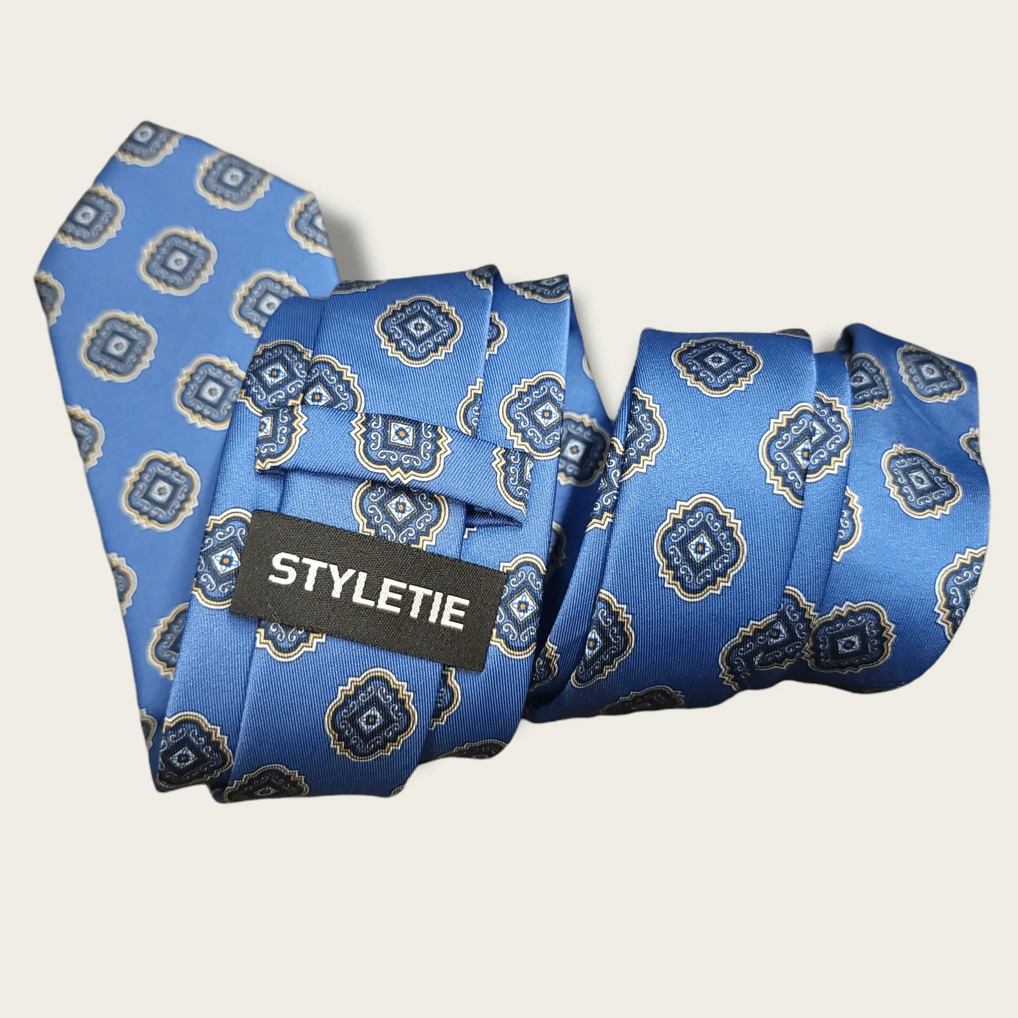 Blue Gold Dot Tie