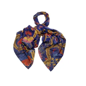 Climbing Peacock Royal Blue Scarf