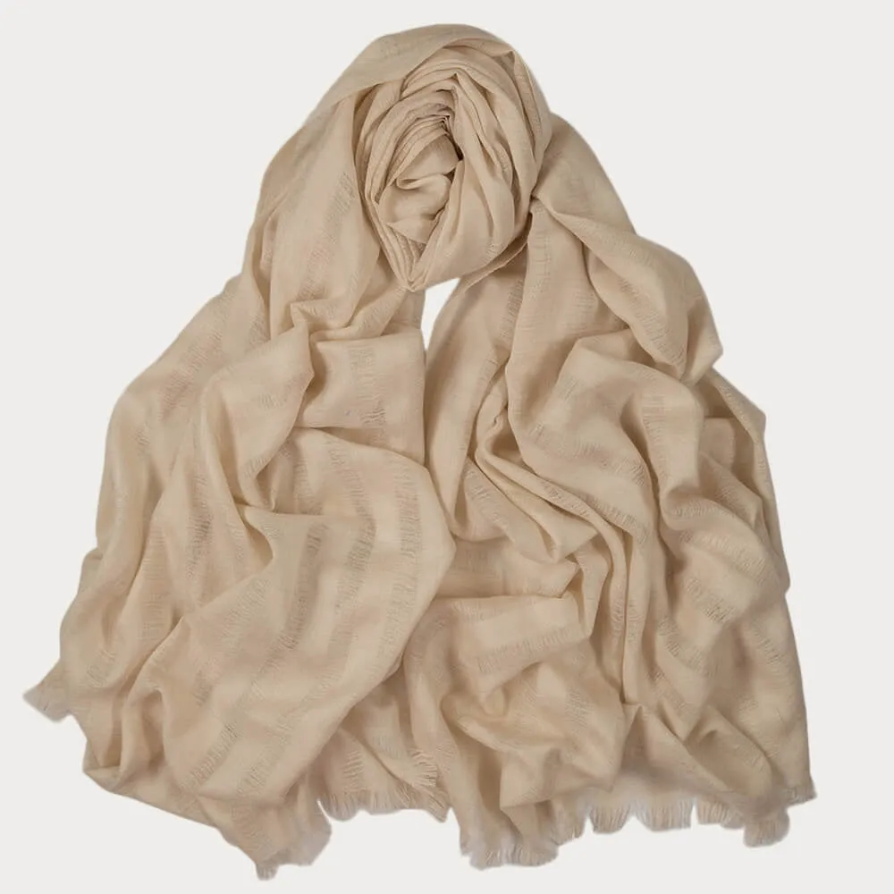 Cream Diaphanous Pashmina Cashmere Shawl