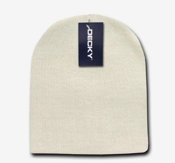 Decky Short Beanies Uncuffed Knit Plain Caps Hats Snug Warm Winter