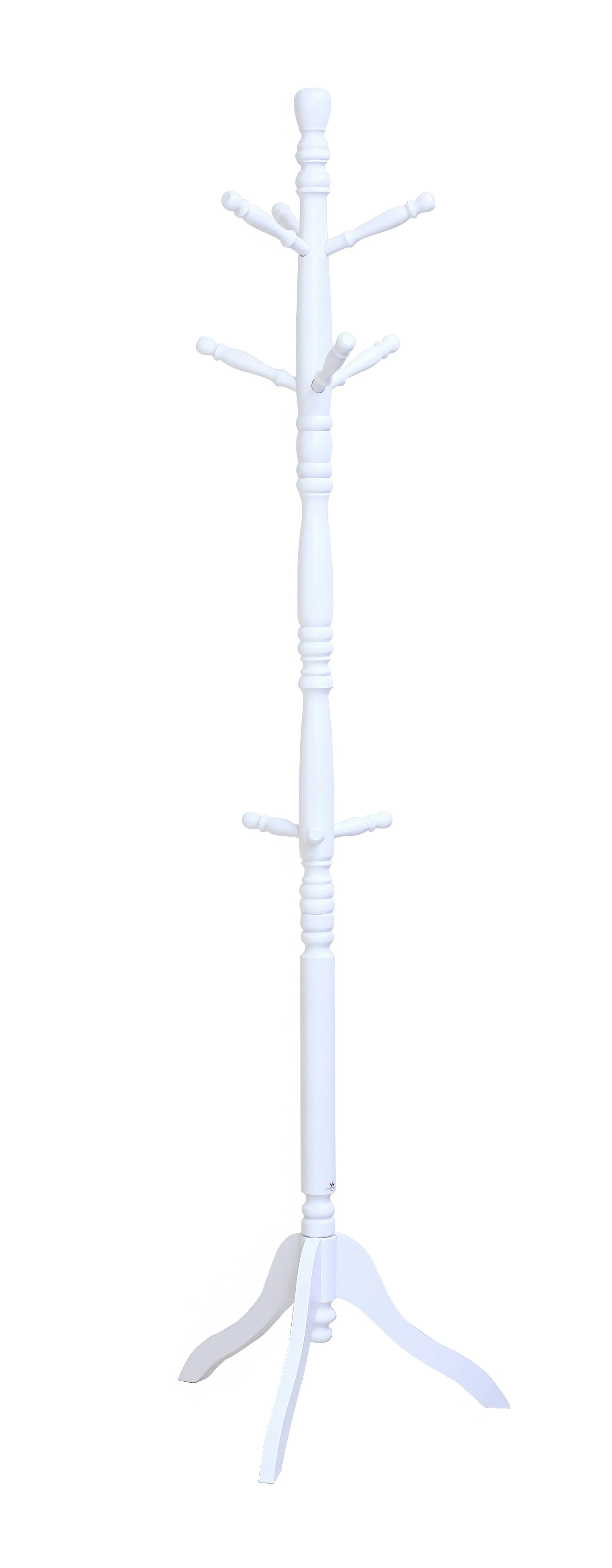 Easy Coat Hanger 179 SERIES Standing Free standing : Entryway Coat Rack, wooden Coat Hat Rack Tree Stand Hanger Organizer for Jacket, Purse, Scarf Rack, Umbrella and long dress.(White)