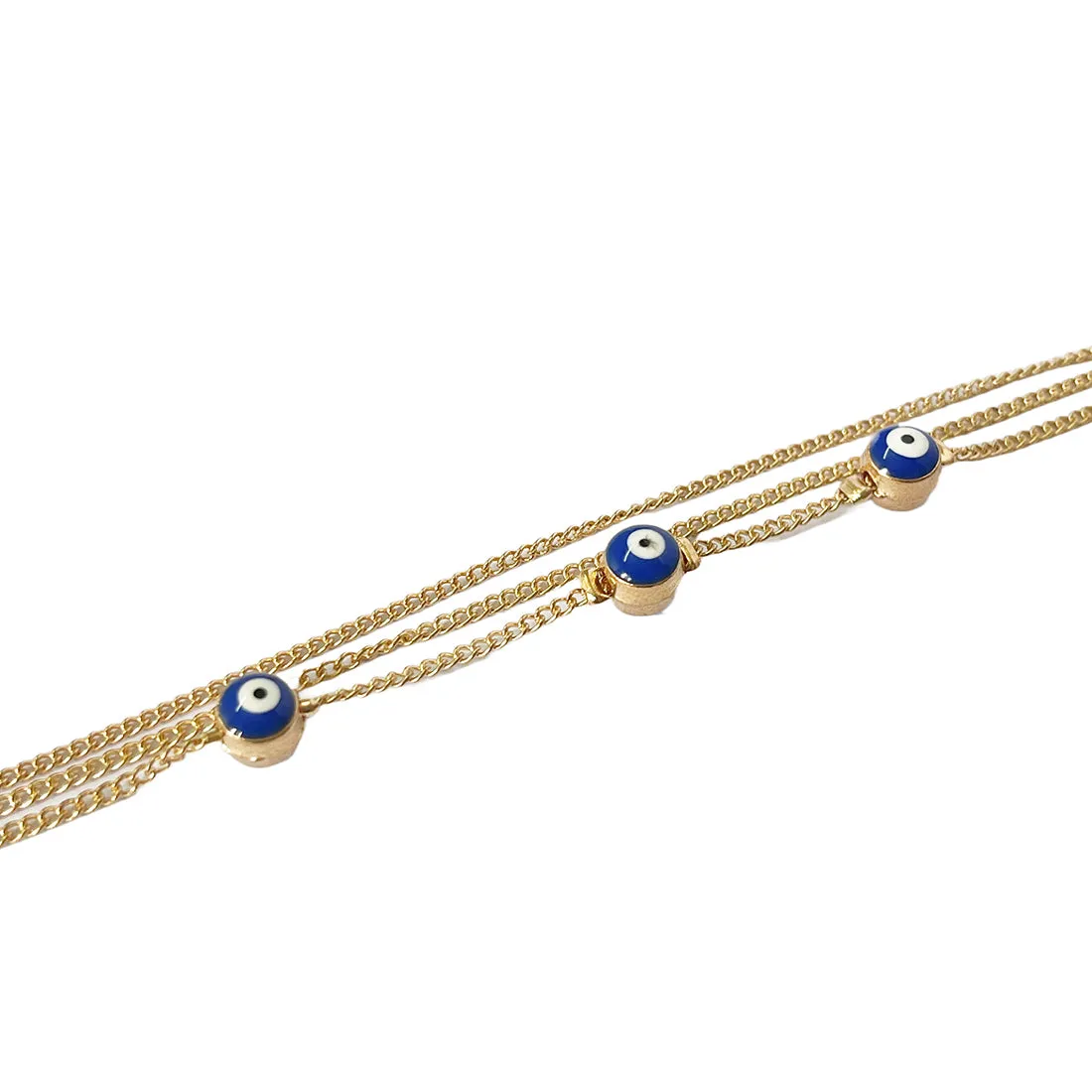 Evil Eye Mini Charms Gold-Toned Dainty Layered Bracelet