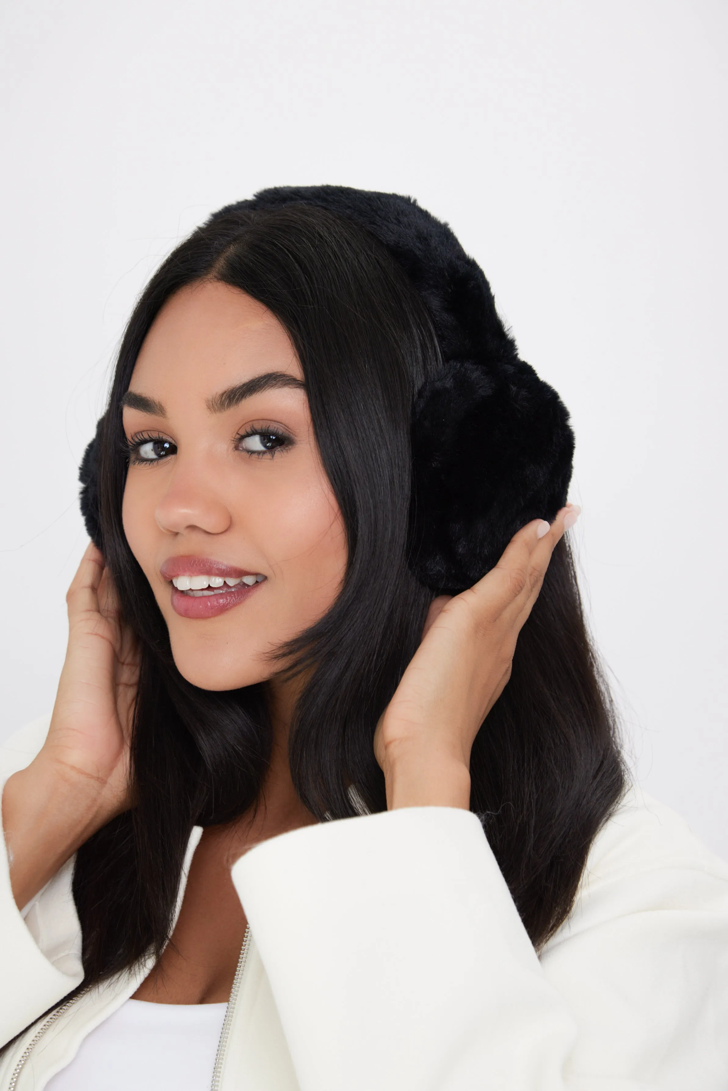 Fluffy Faux Fur Earmuffs in Black