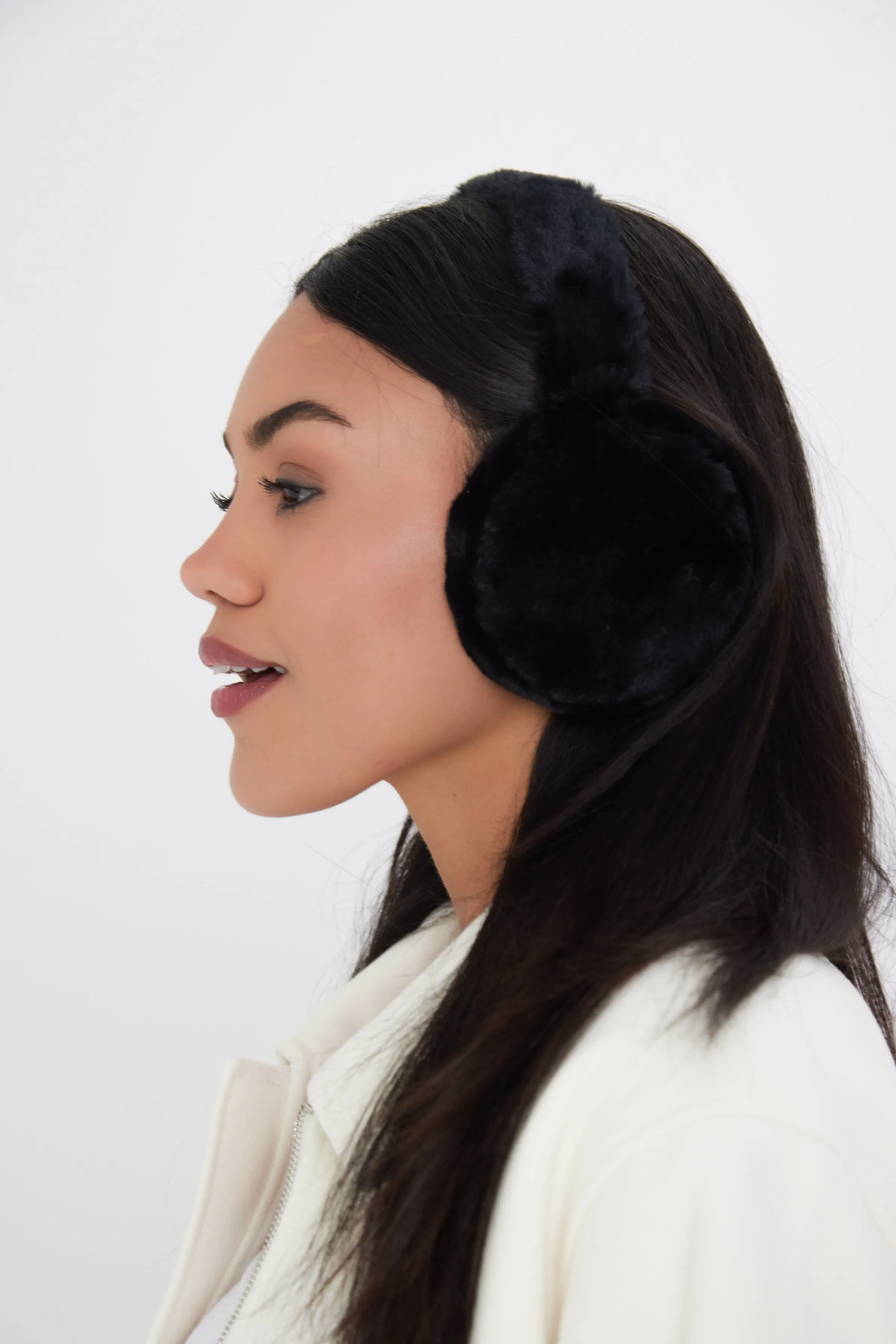 Fluffy Faux Fur Earmuffs in Black