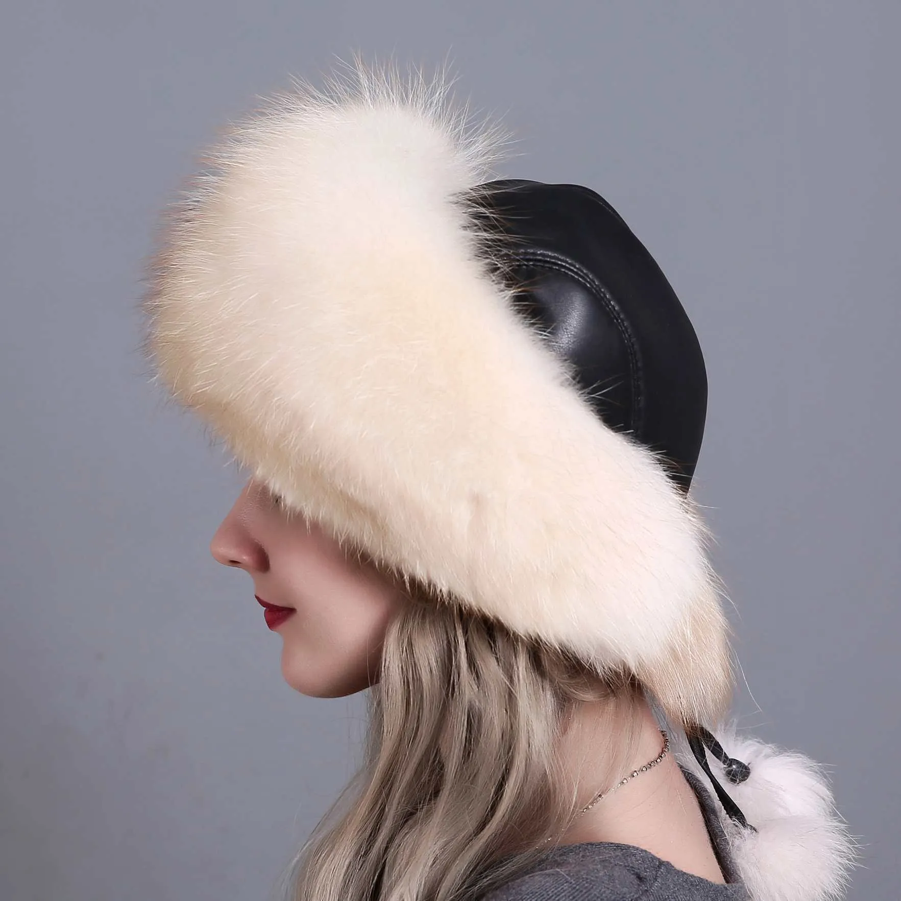 Fox Fur Hat Ladies Thicken Keep Warm