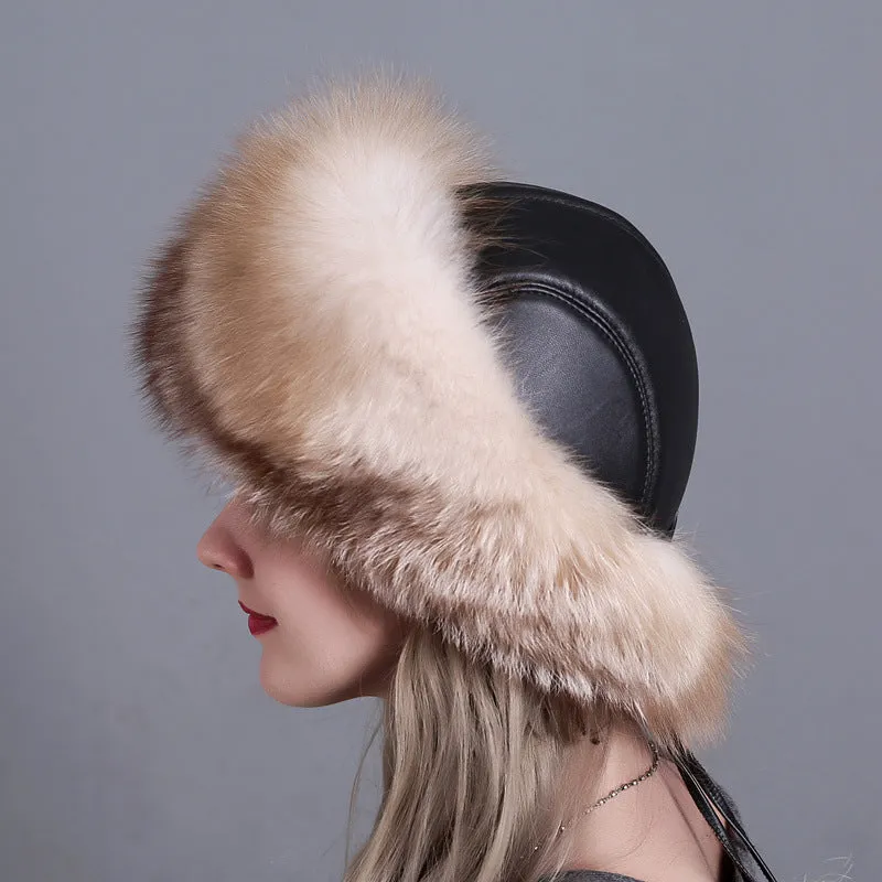 Fox Fur Hat Ladies Thicken Keep Warm