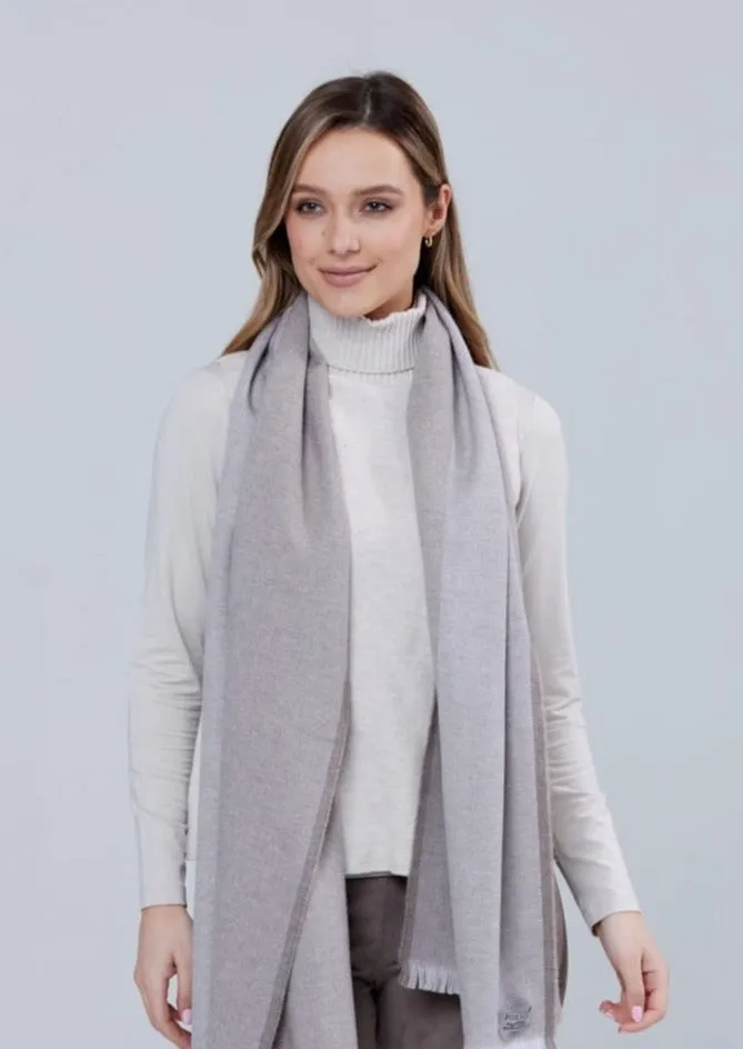 Foxford Giant Merino Scarf | Mink Border