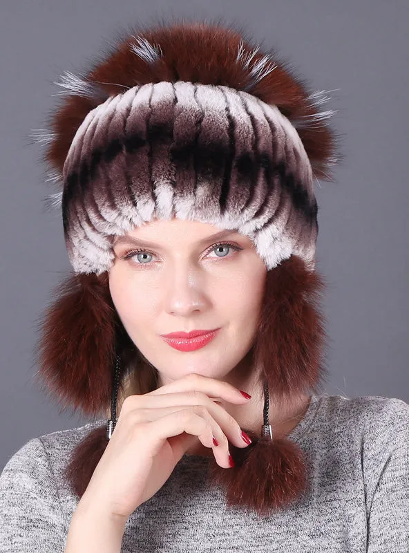 Fur Rex Rabbit Hat Winter Fashion Women