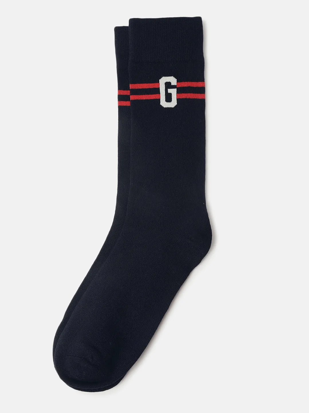 Gant Men Blue Solid Calf Length Socks (Pack of 1)