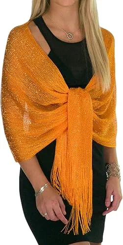 Glitter Lightweight So Soft Shawl Orange