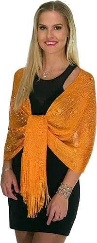 Glitter Lightweight So Soft Shawl Orange