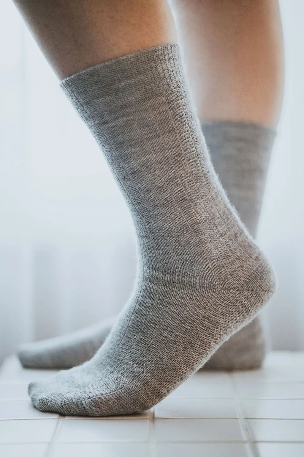 Grey Alpaca Socks: X-Large