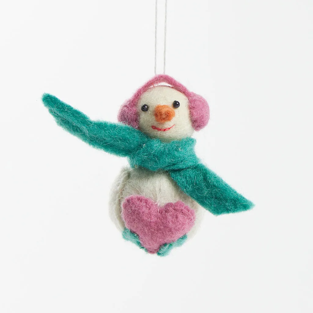 Heart Bundle Snowman Ornament