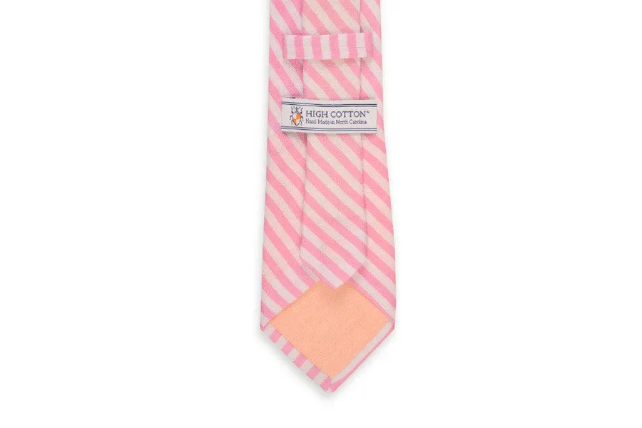 High Cotton Rose/White Linen Stripe Necktie