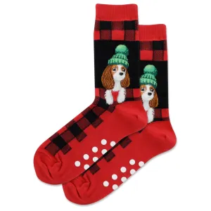 Hot Sox Womens Fuzzy Cavalier King Charles Spaniel Non Skid Sock