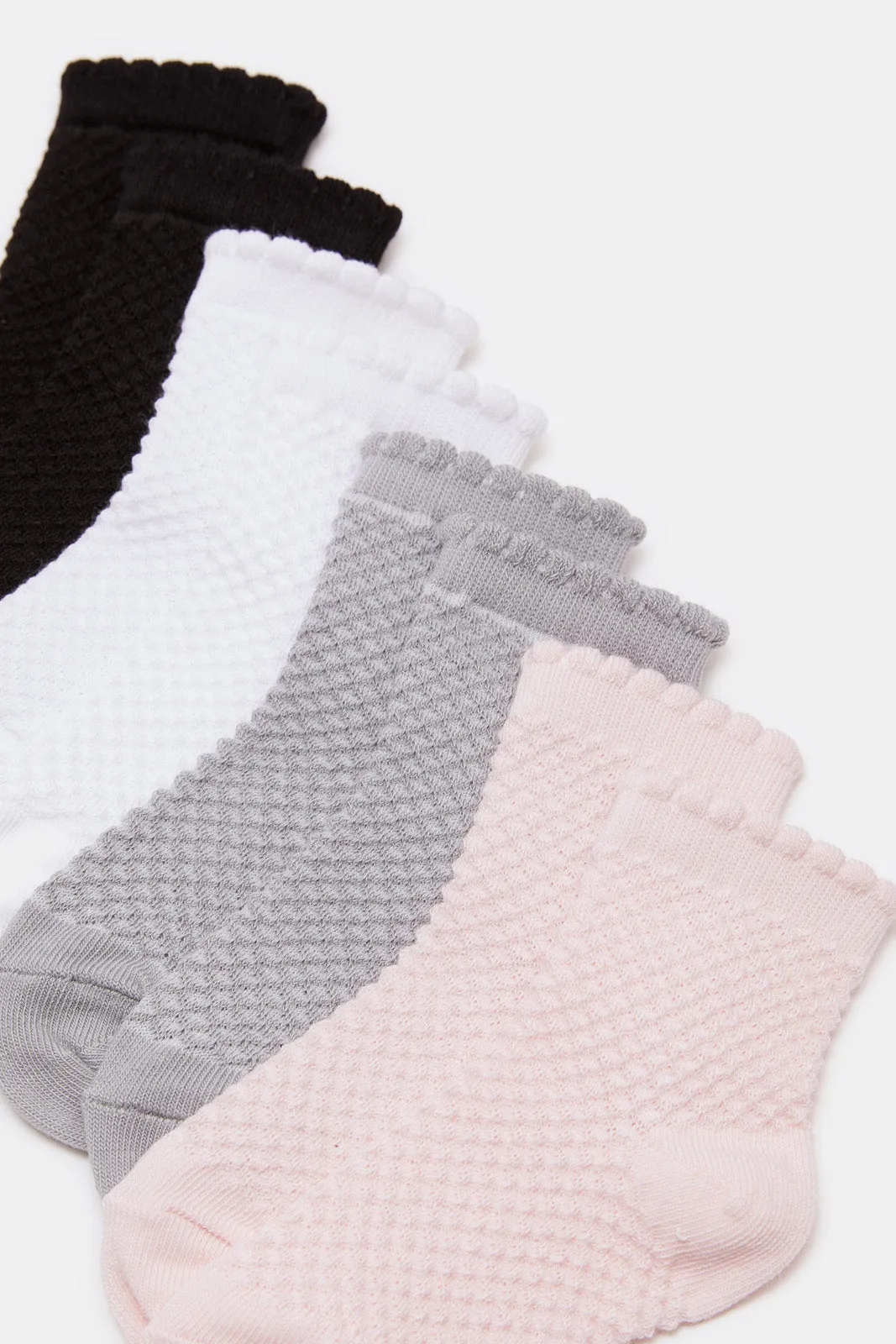 Infant Girls Assorted Solid Ankle Length Socks (4 Pairs)