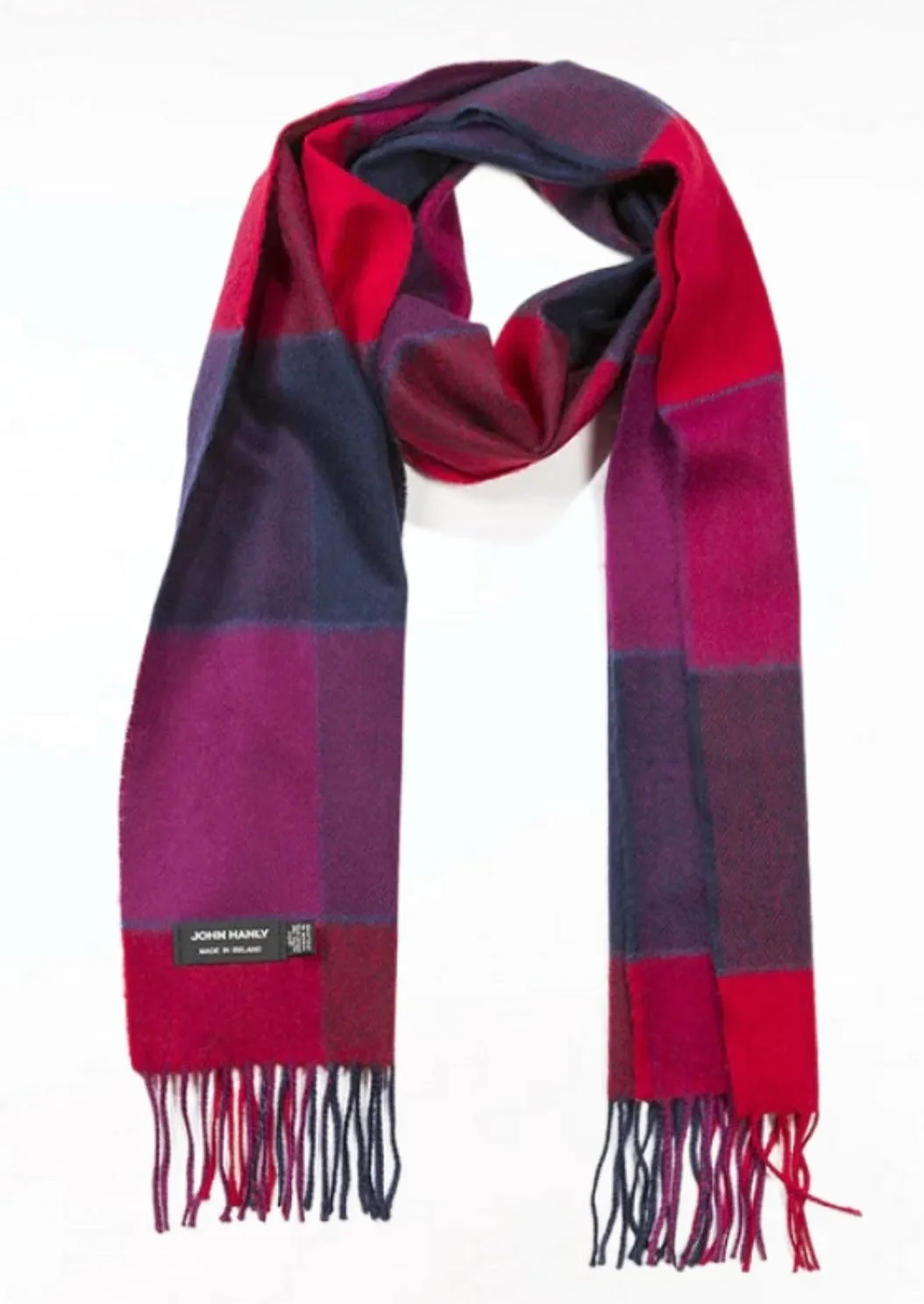 John Hanly Merino Scarf | Red Pink Navy