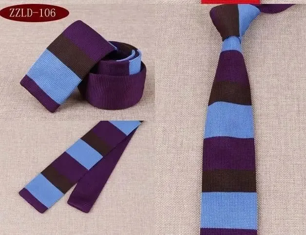 knitted tie| mod clothing vintage purple & sky stripe knit ties uk