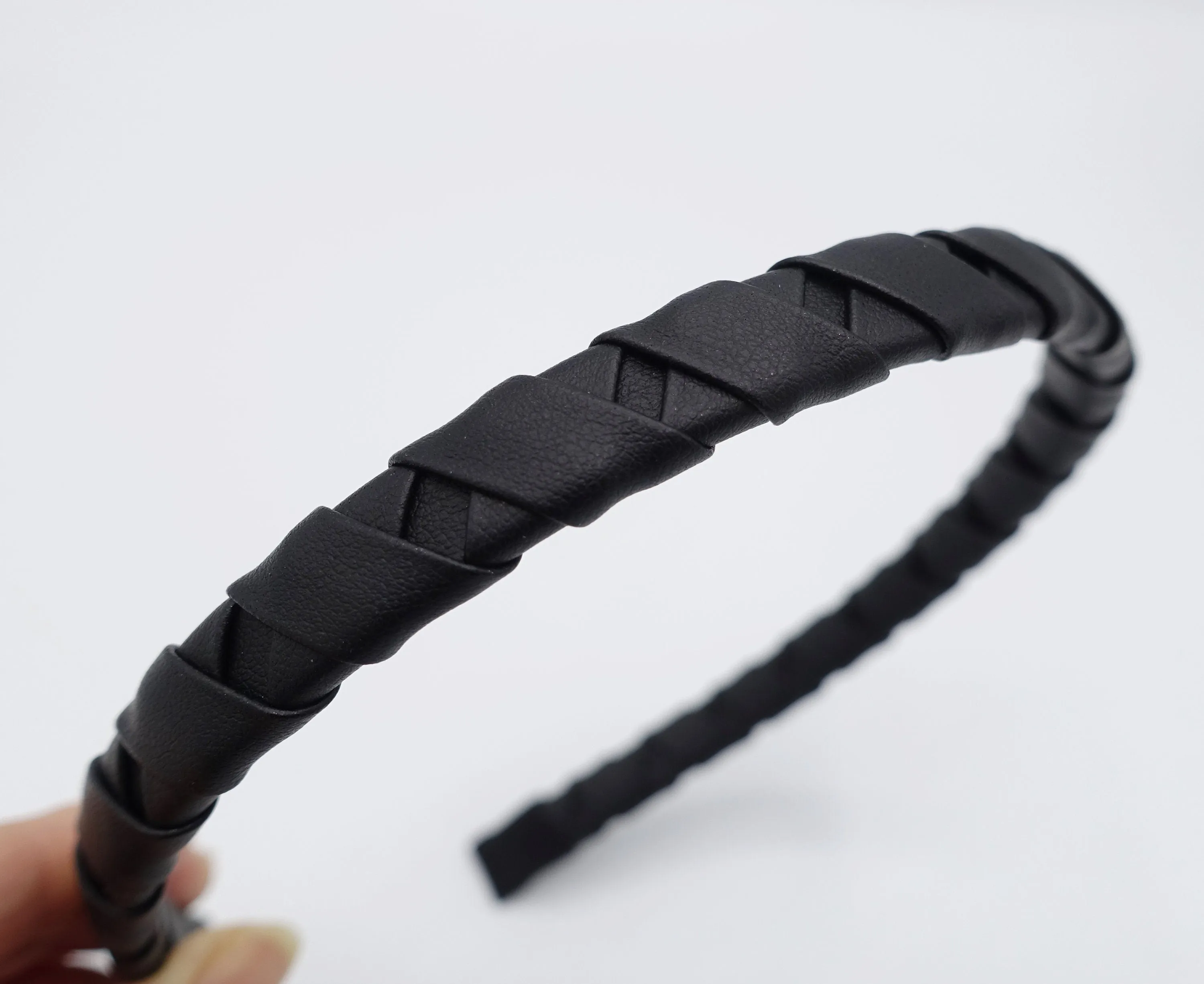 leather thin headband multi wrapped handmade hair accessory for women