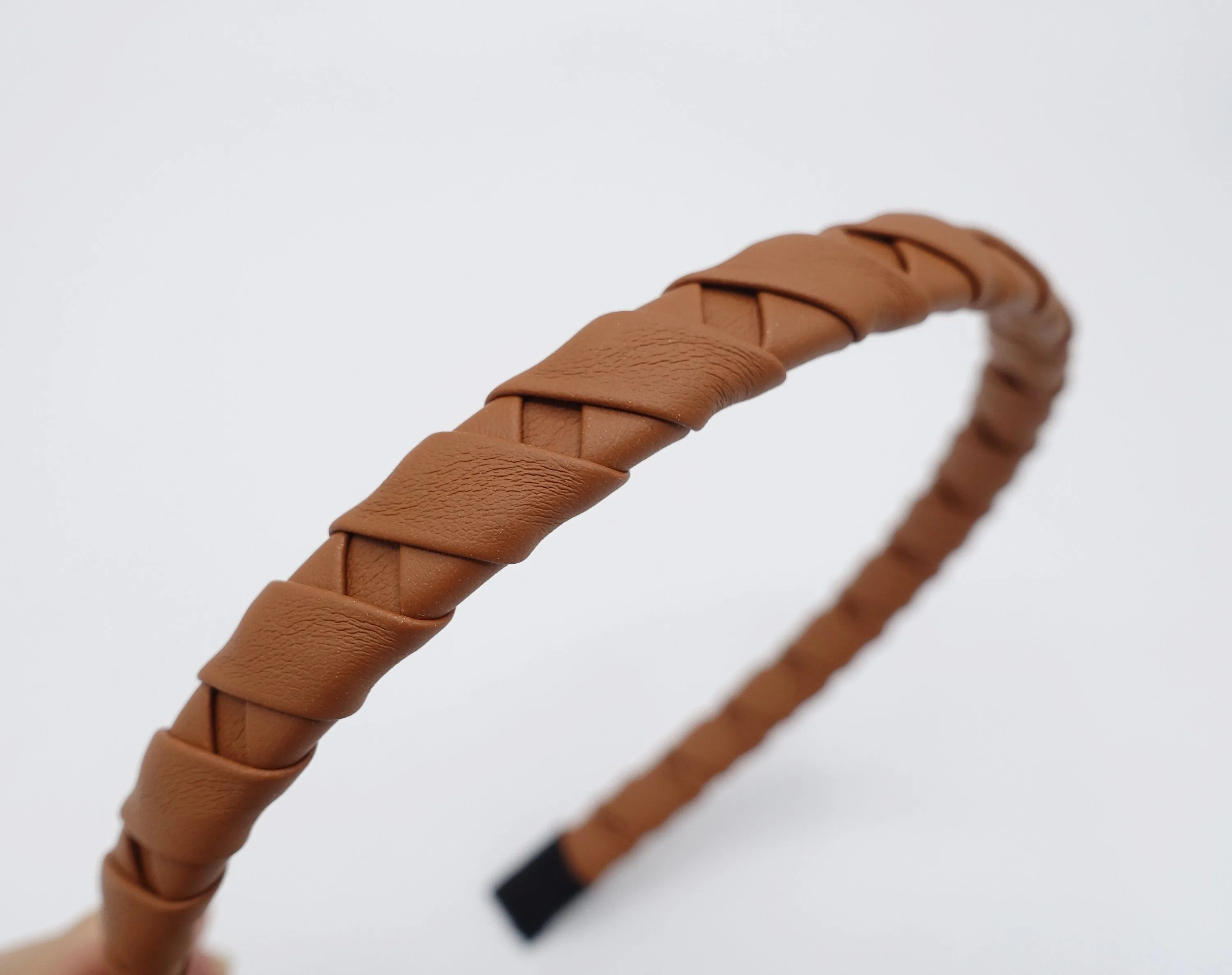 leather thin headband multi wrapped handmade hair accessory for women