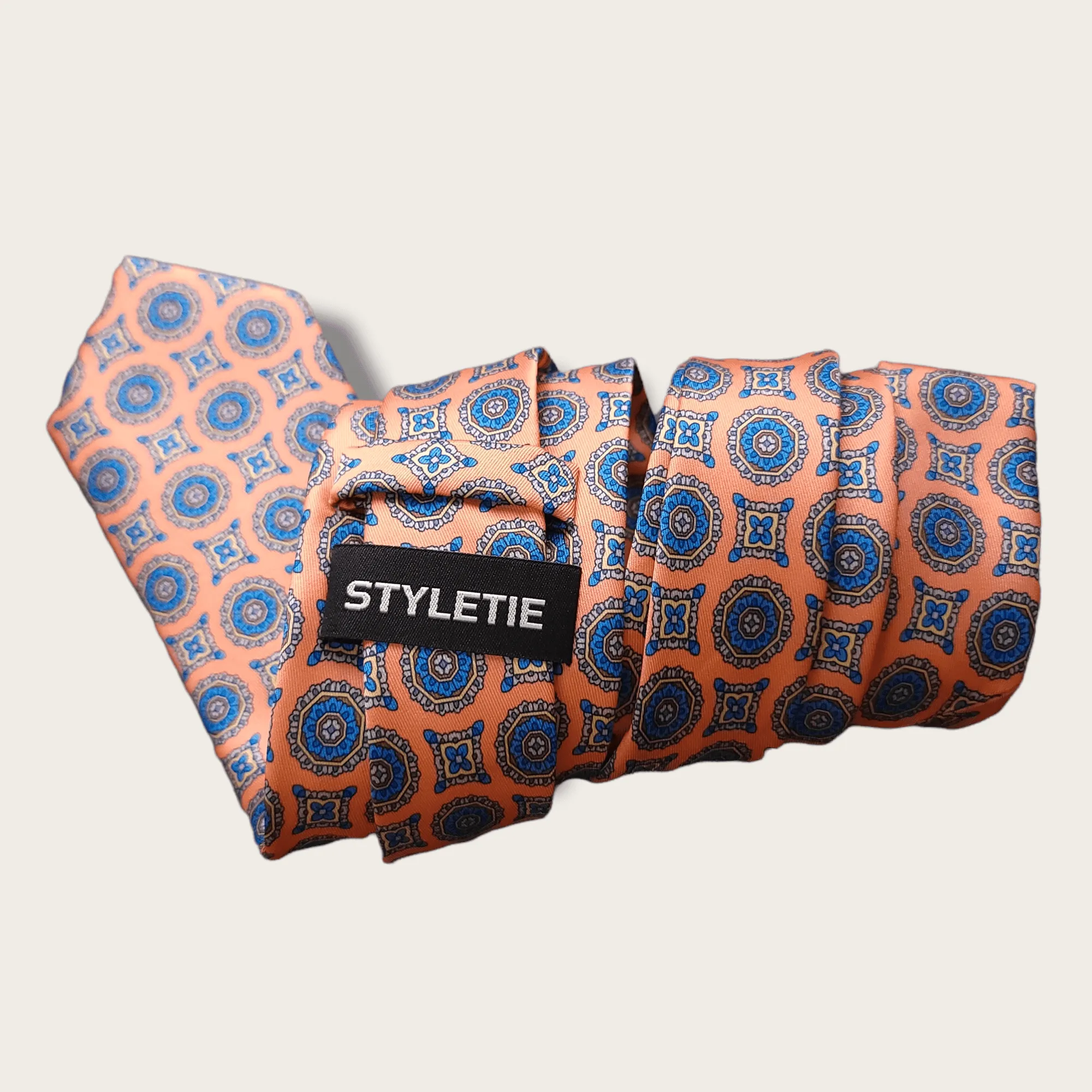 Light Orange Blue Tie