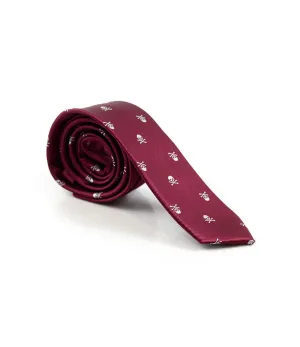 Maroon Skull Textured Neck Tie