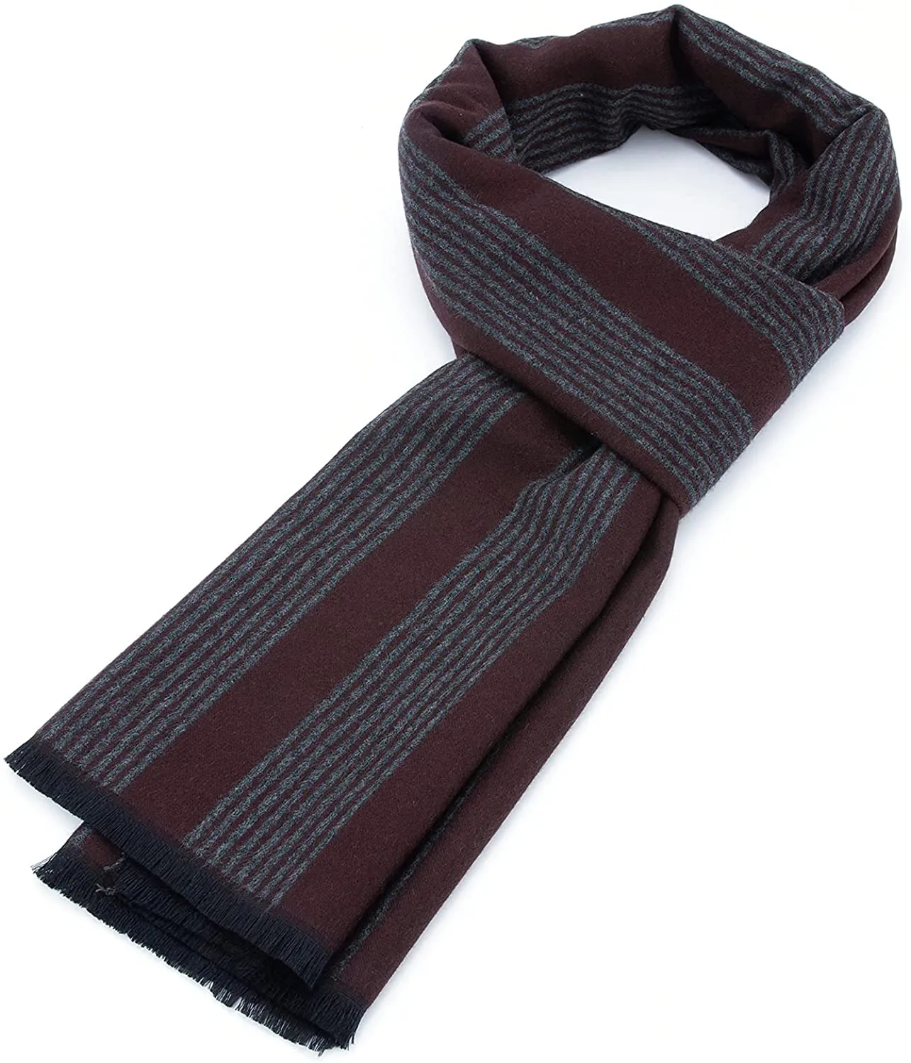 Mens Winter Warm Cashmere Scarf Plaid Tassel Scarf for Men Soft Long Cotton Scarves