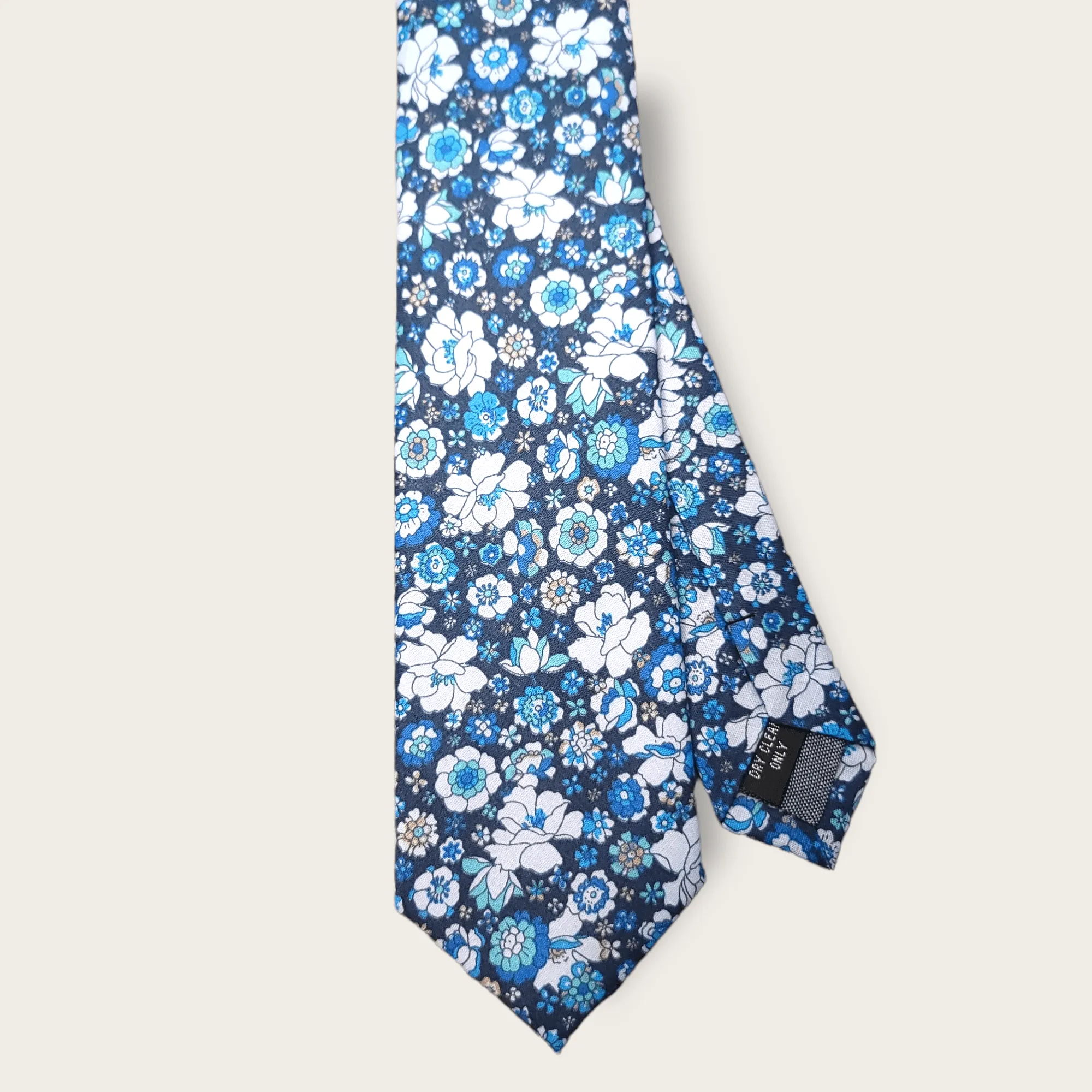 Navy Blue Floral Slim Tie