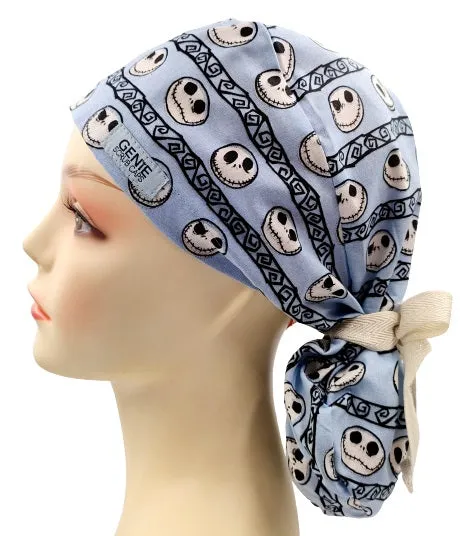 New Nightmare Before Christmas Jack Stripes Ponytail Scrub Cap Doctor Theatre Nurse Hospital Paediatric Vet Surgical