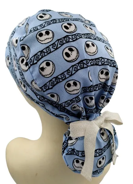 New Nightmare Before Christmas Jack Stripes Ponytail Scrub Cap Doctor Theatre Nurse Hospital Paediatric Vet Surgical