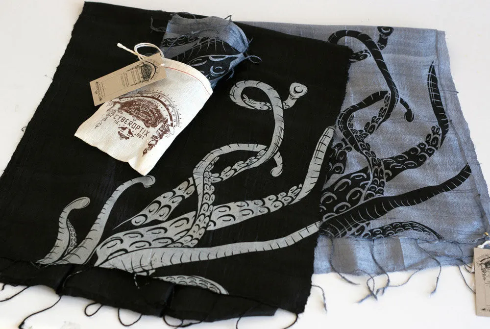 Octopus Tentacles silk scarf. "Sucker"