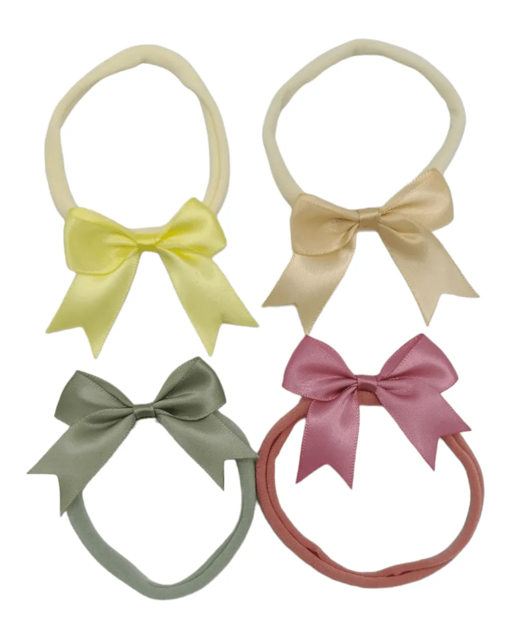 Pack of 4 - 2.5 Inch Satin Kiss Dainty Bows On Headbands