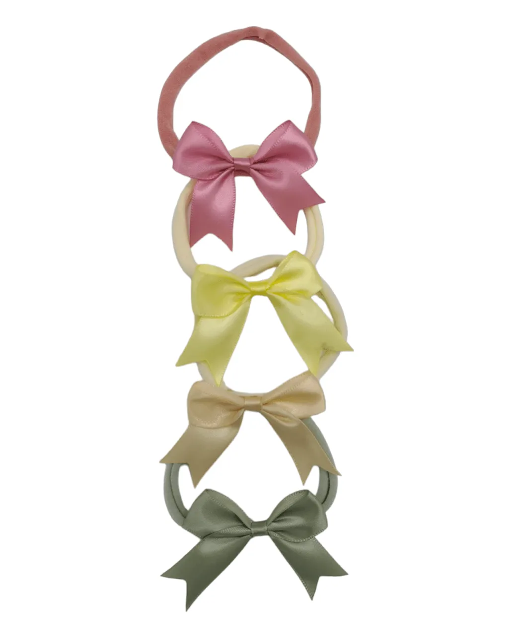 Pack of 4 - 2.5 Inch Satin Kiss Dainty Bows On Headbands