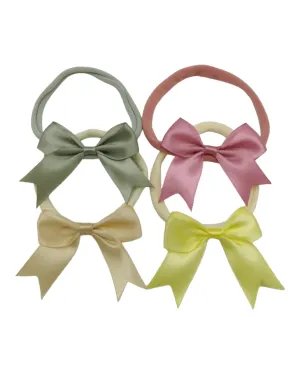 Pack of 4 - 2.5 Inch Satin Kiss Dainty Bows On Headbands