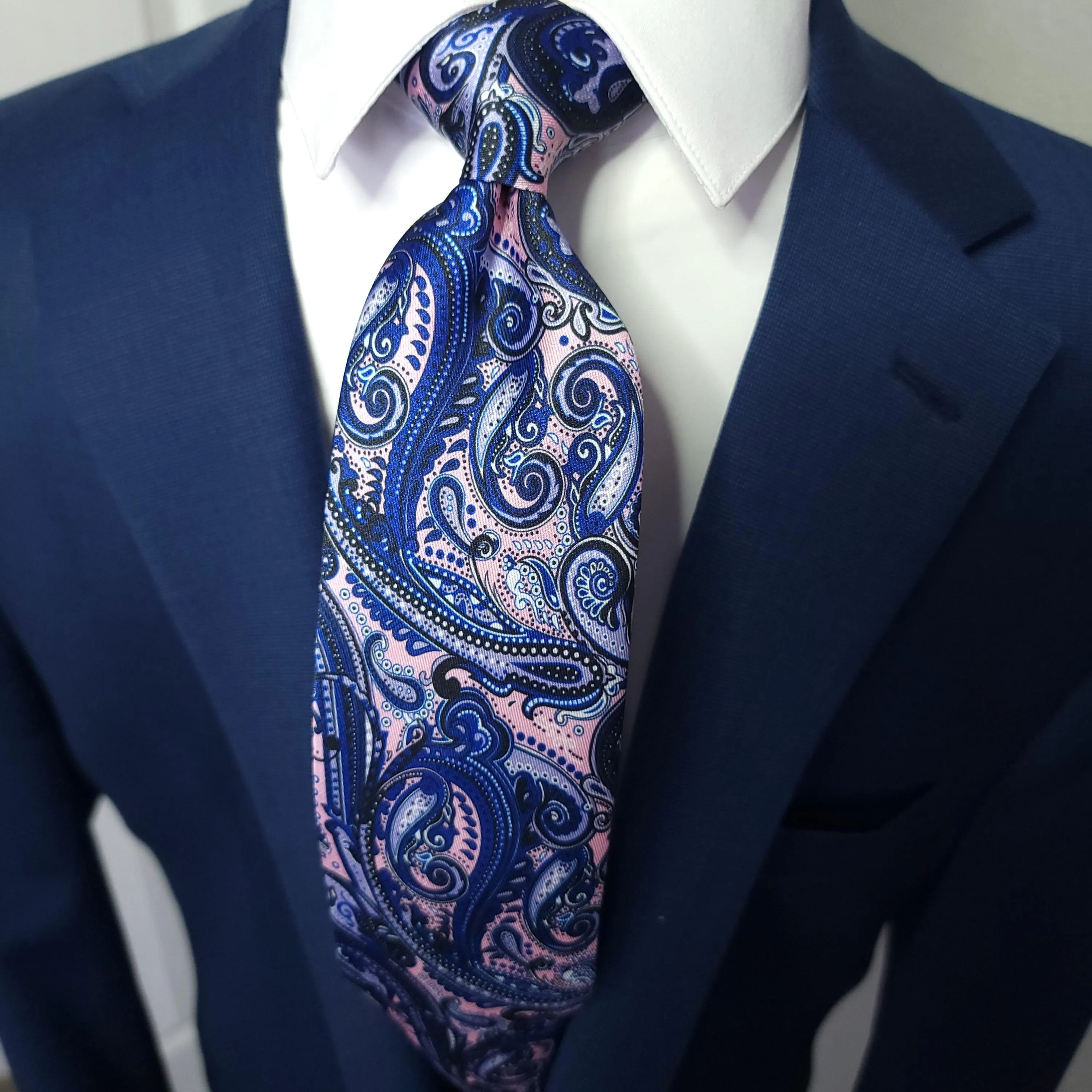 Paisley Pink Blue Tie