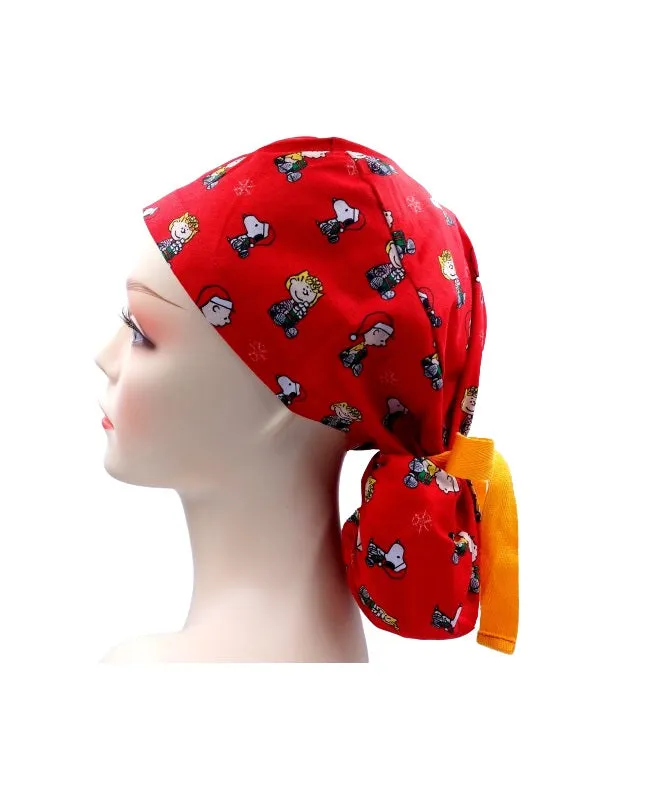 Peanuts Christmas Red Ponytail Scrub Cap Doctor Theatre Nurse Hospital Paediatric Vet Surgical