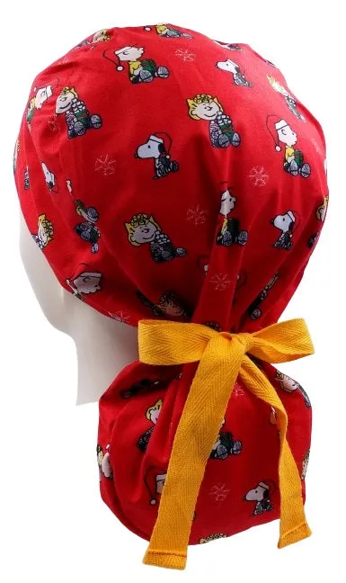 Peanuts Christmas Red Ponytail Scrub Cap Doctor Theatre Nurse Hospital Paediatric Vet Surgical