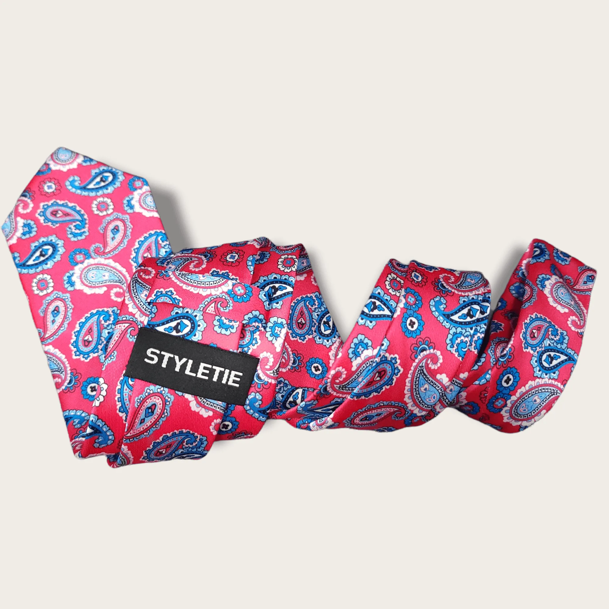 Pink Blue Paisley Tie