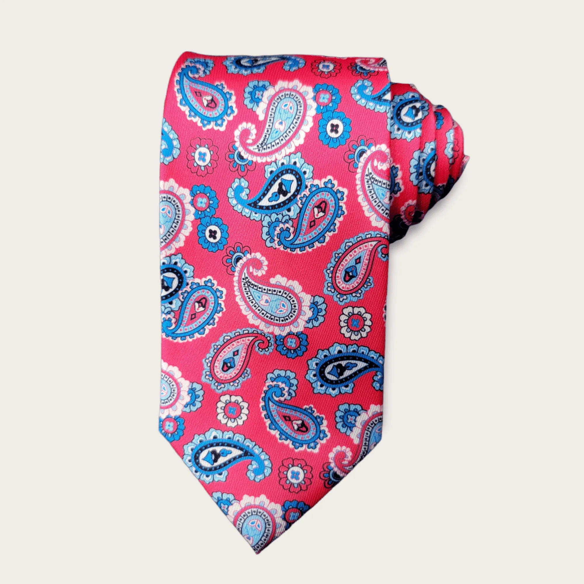 Pink Blue Paisley Tie