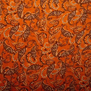 Printed polyester - MARCELINE - Paisley - Carrot