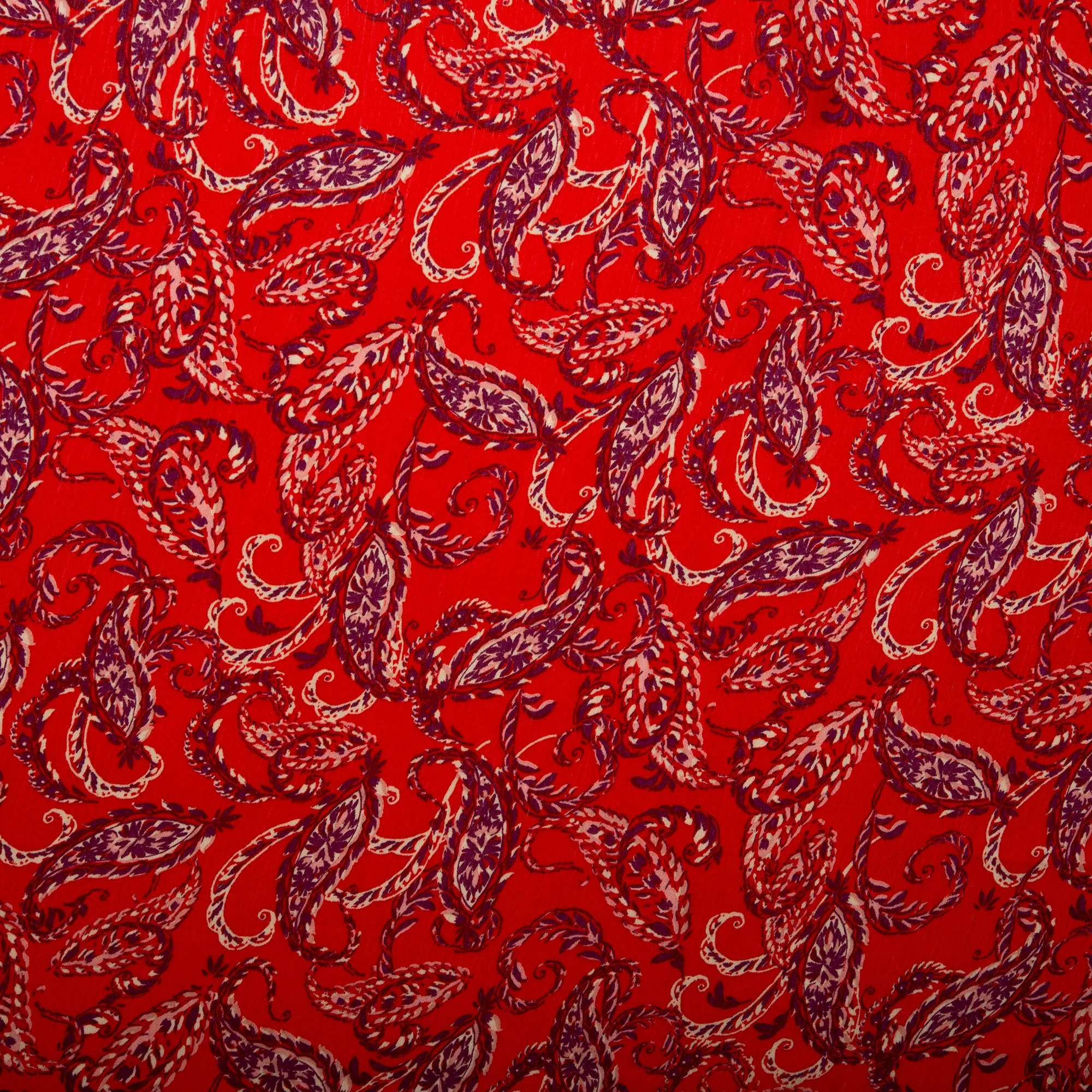 Printed polyester - MARCELINE - Paisley - Scarlet