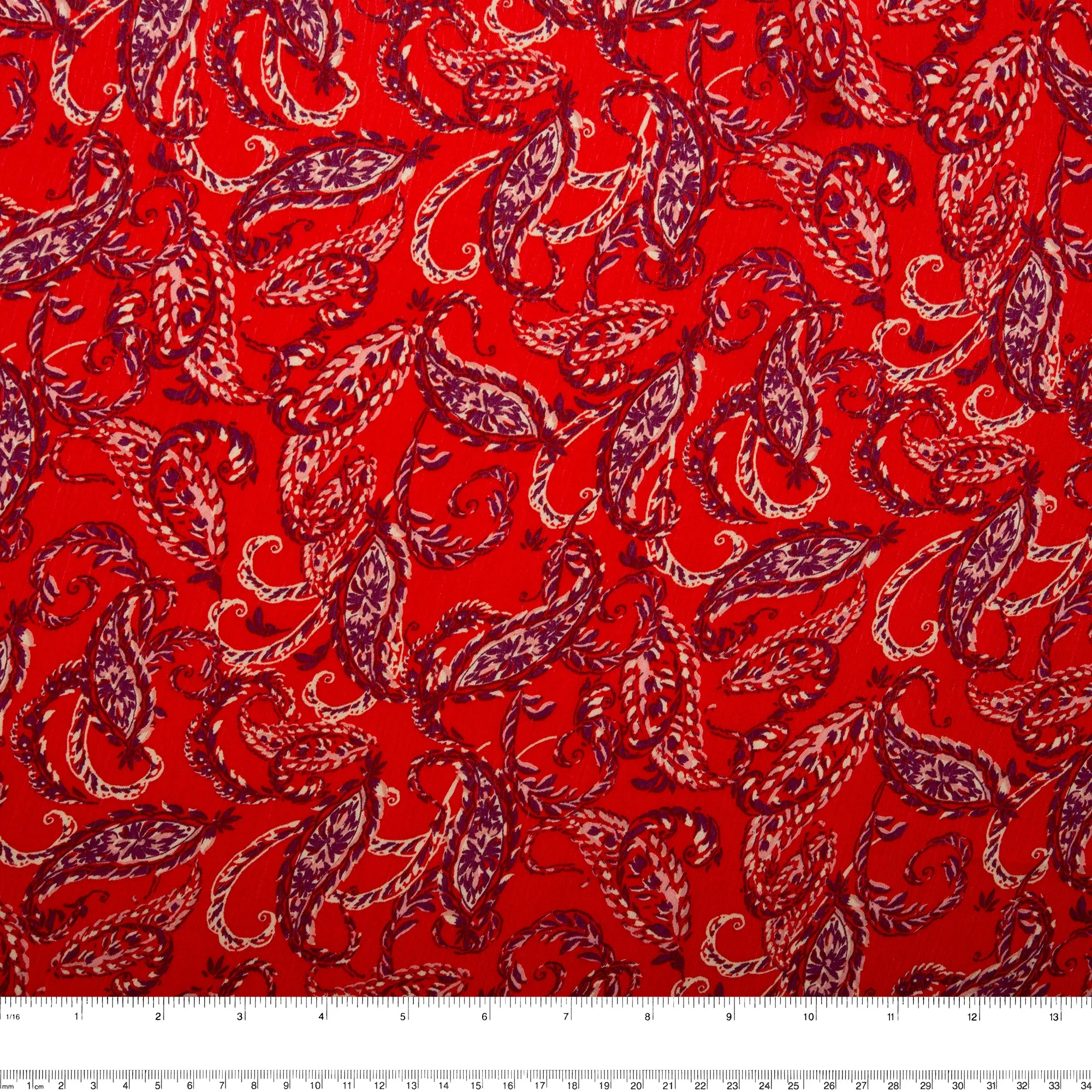 Printed polyester - MARCELINE - Paisley - Scarlet