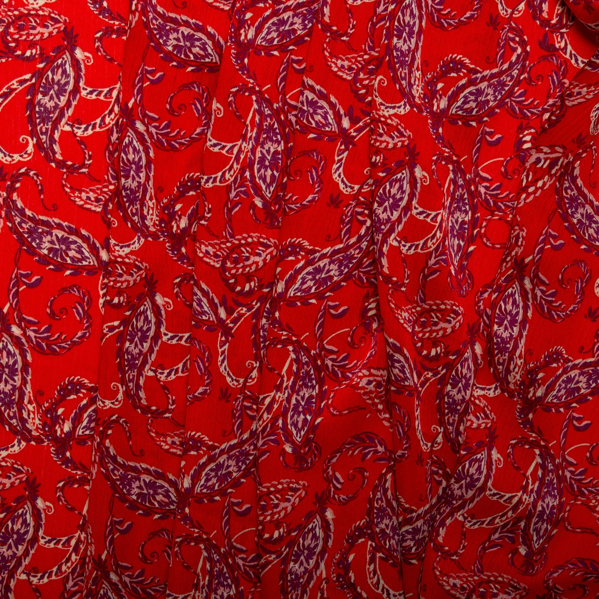 Printed polyester - MARCELINE - Paisley - Scarlet